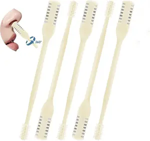 5 Pcs 2-in-1 Nasal Hair Cutter, Upgrade Double Sided Nose Hair Knife, 360° Nostril Hair Remover Tool, Nose Hair Trimmer for Men, Nasal Hair Cutter for Men Women, Soft Cleaning Brush (Cream)