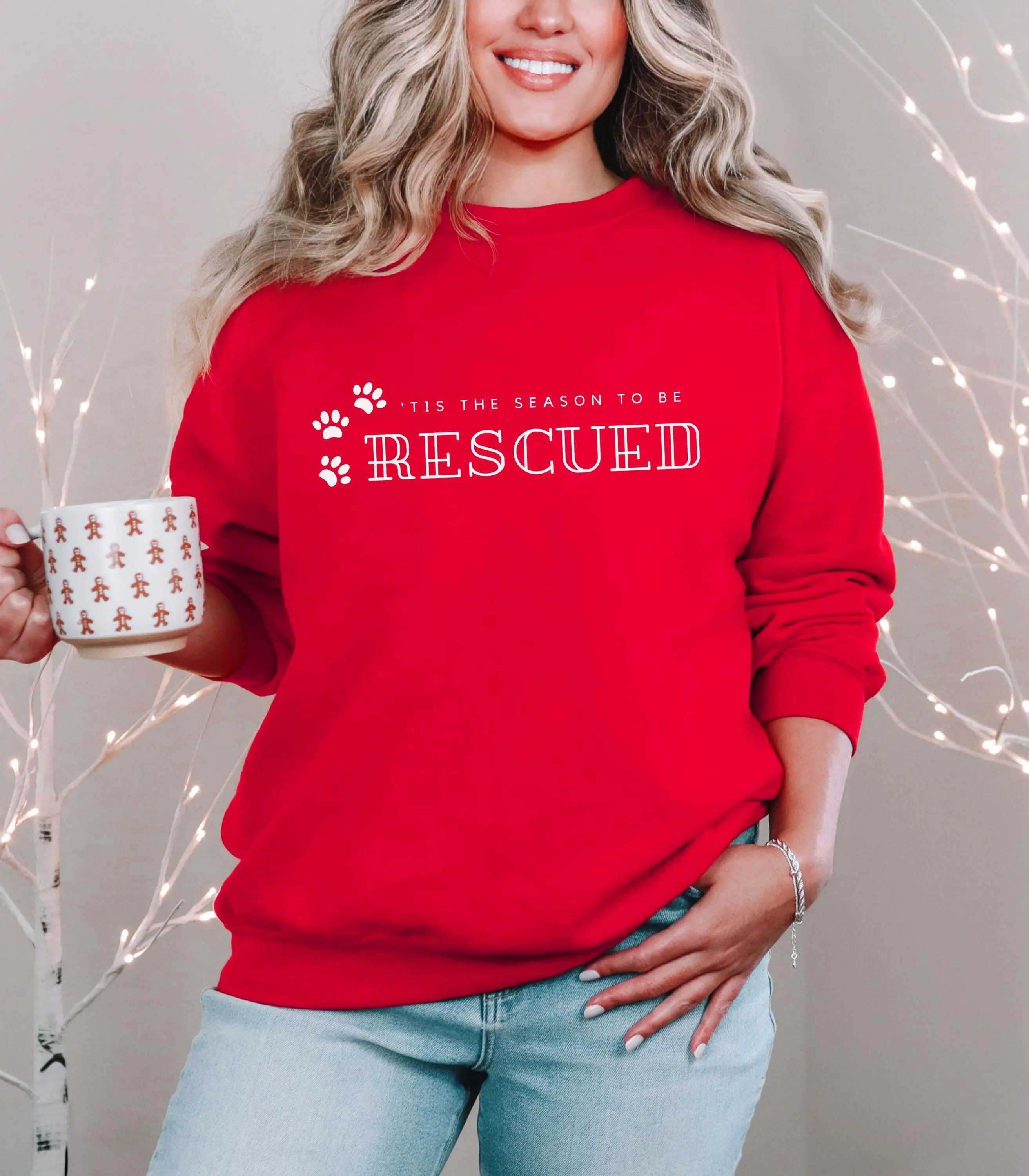 Christmas Animal Rescue Crewneck Cat Dog Adoption Vet Tech Gift Veterinarian Shirt Vet School Gifts Pet Adoption Adopt Don't Shop Med Tech Christmas