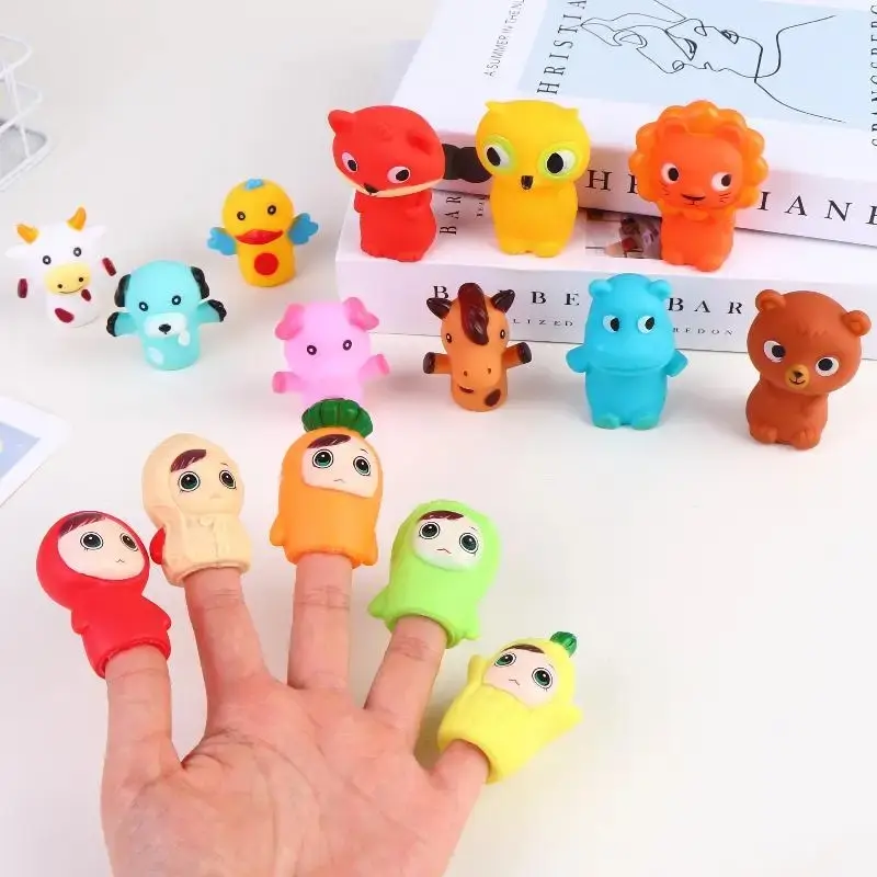 5Pcs Cartoon Finger Puppet Toy Set Kids Soft Animal Dolls Finger Toys For Kids Storytelling Educational Role Play Party Favors