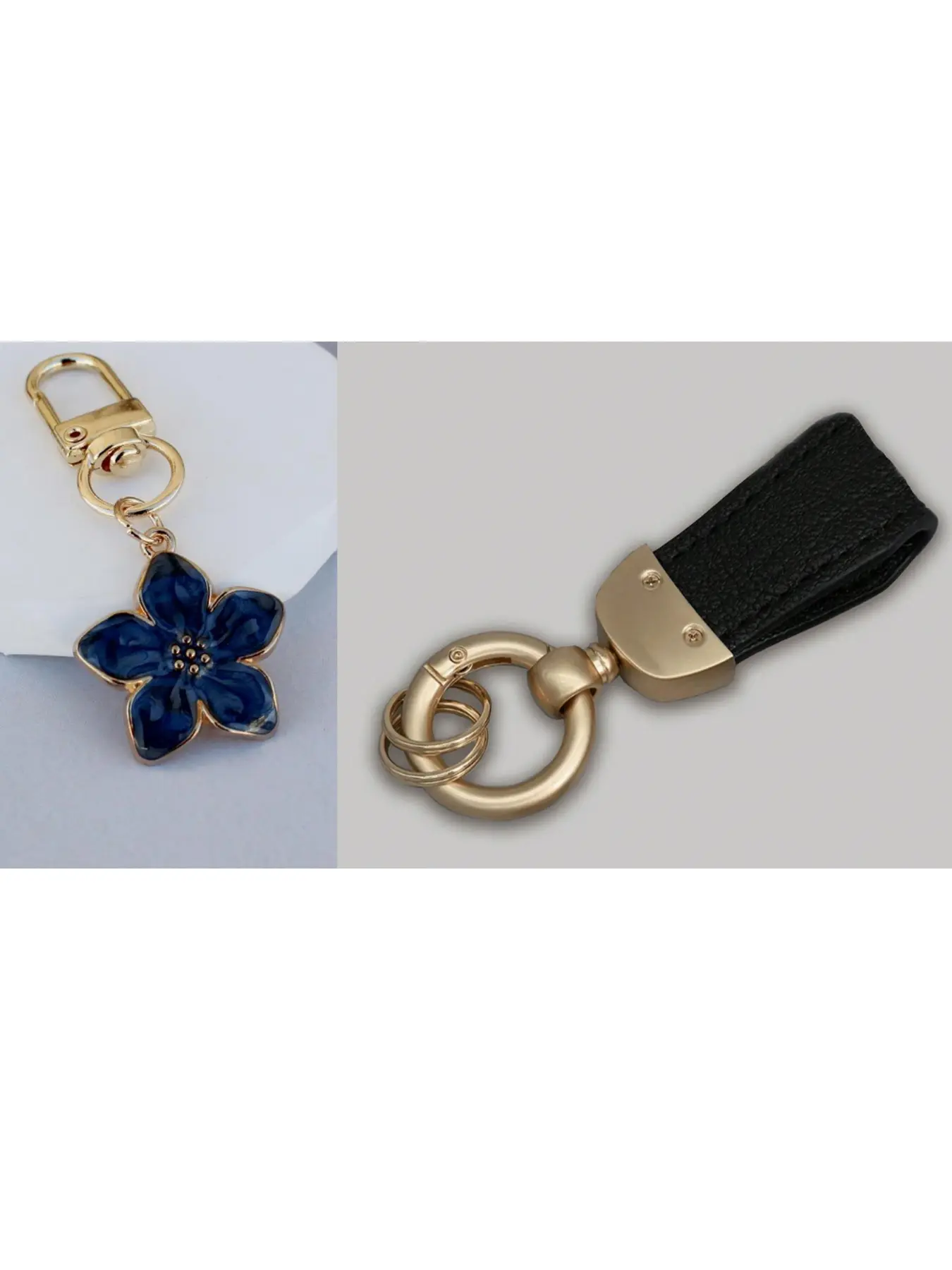 High-end Car Keychain and Metal Sakura Keychain Set, French Short Style, Fashionable Business Bag Accessory