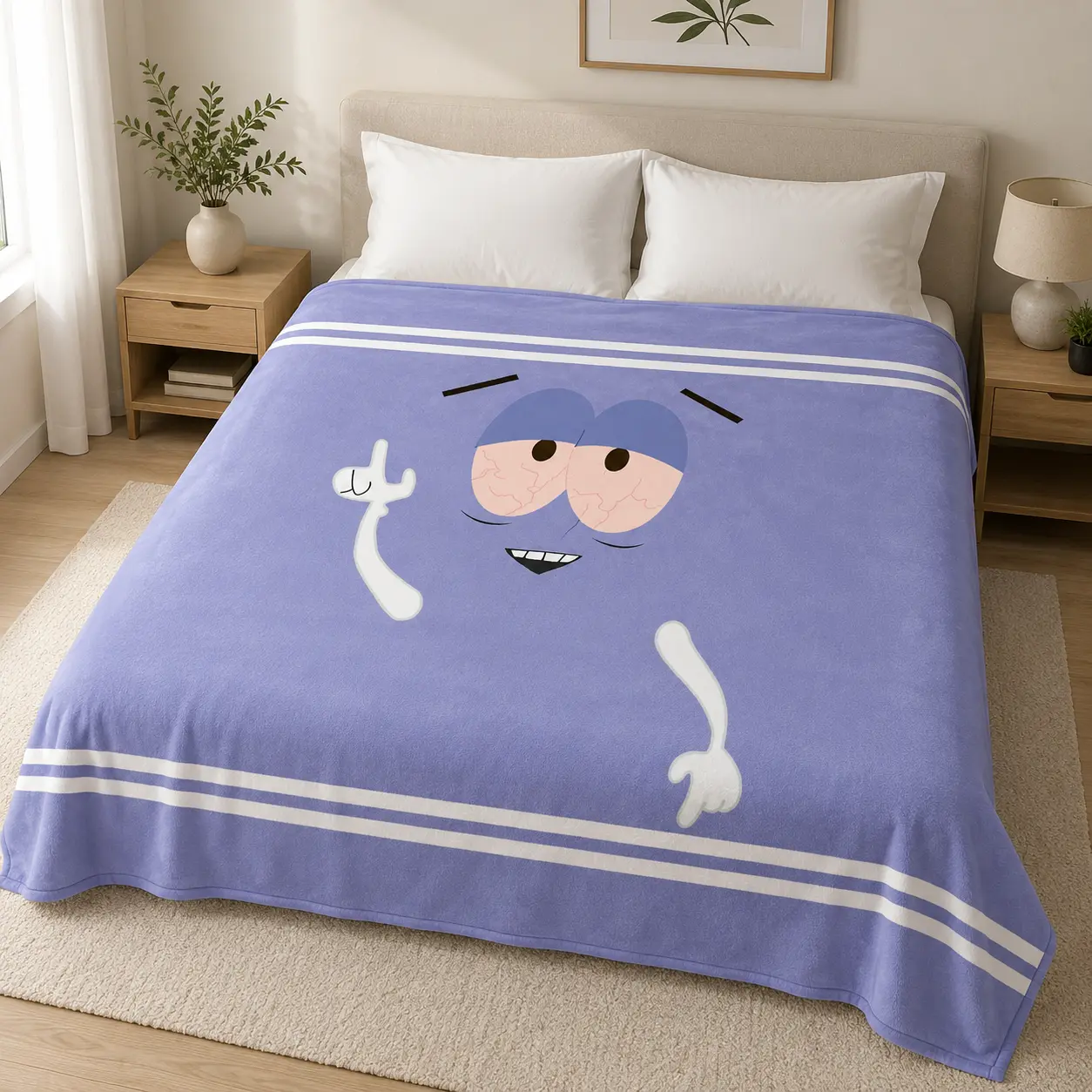 【backtoschool】South Park Towelie Flannel Throw Blanket, Cozy Cartoon Character Blanket, Soft Plush Fleece Blanket for Sofa Bed Couch Bedroom Home Decor, Funny Anime Style Gift for South Park Fans X