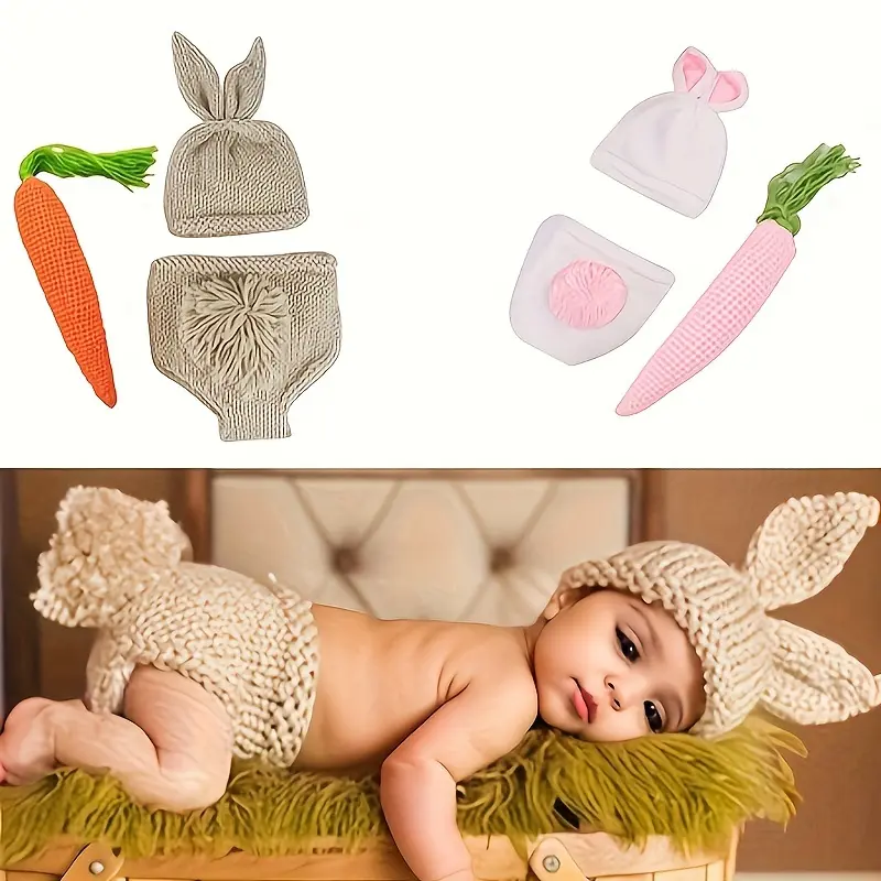 christmas /halloween /Thanksgiving Day Newborn Rabbit Baby Photography Props Crochet Bunny Knitting Caps Hat
