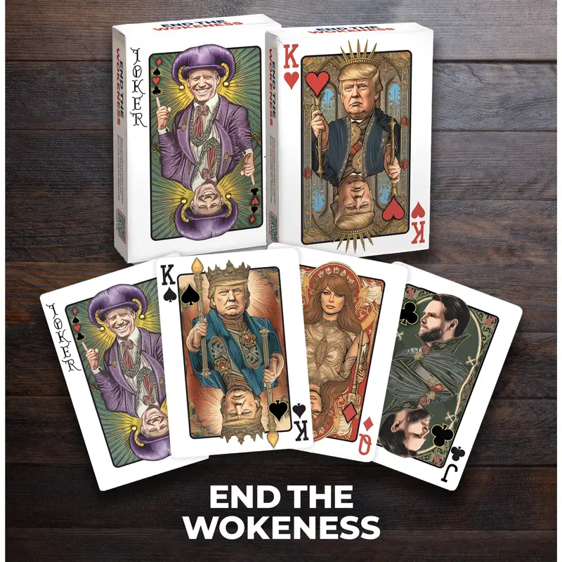 Trump Themed Card Game - 12+ Years Audience, Playing Card Print, End the Wokeness Game for Toys & Hobbies