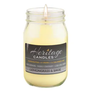 16-oz Canning Jar Candle - Lemongrass & Sage