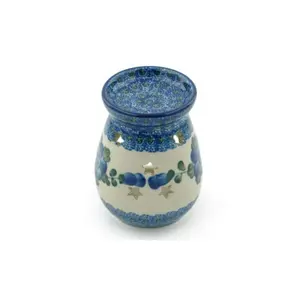 Ceramika Artystyczna Polish Pottery, Blue Poppies, Aroma Oil Burner Lamp