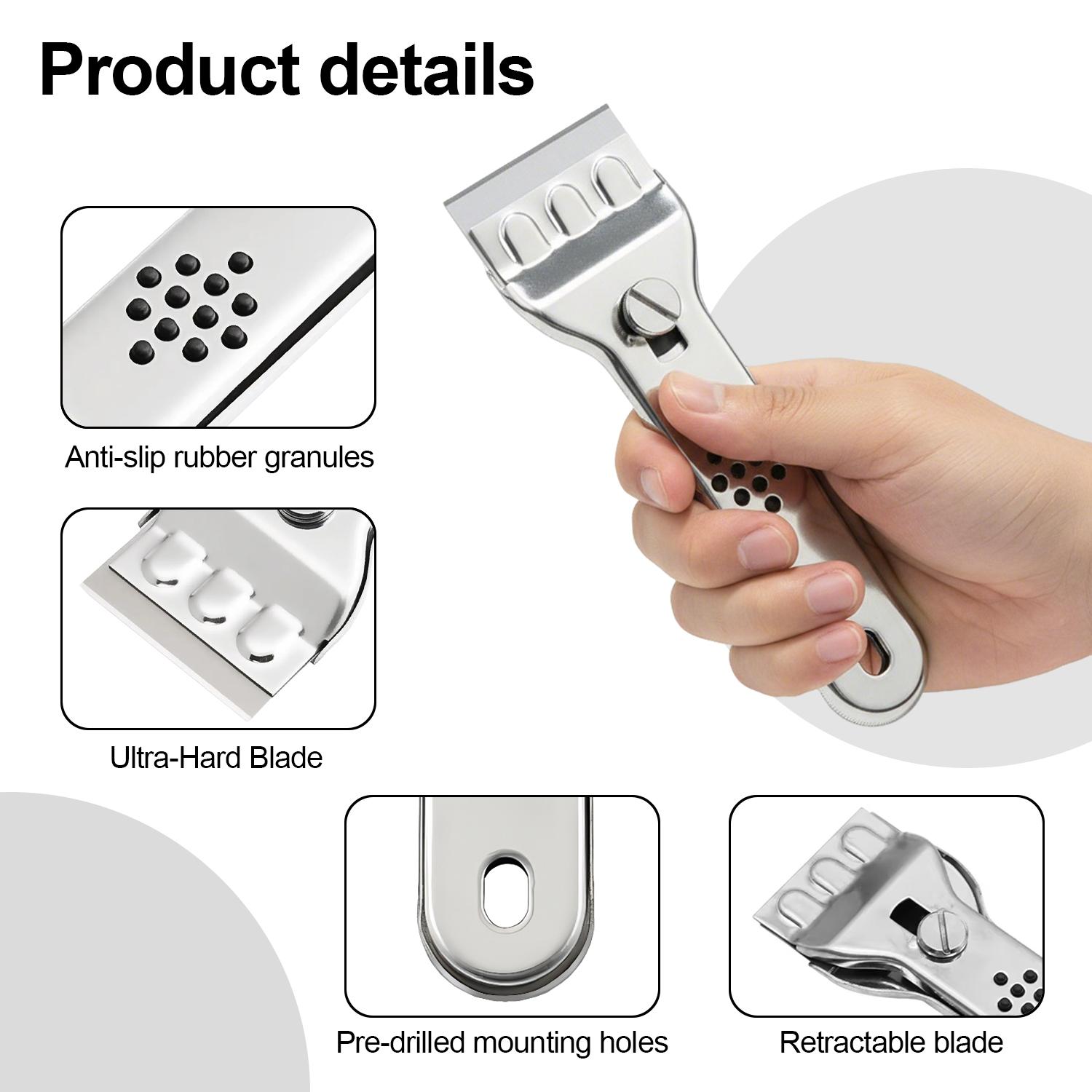 Razor Blade Scraper Tool, for Glass Ceramic and Induction Cooktops Glass Cooktop Stove Scraper with 5PCS Replacement Accessories for Glass Clean,Paint,Old Label,Decal Sticker,Adhesive Remover