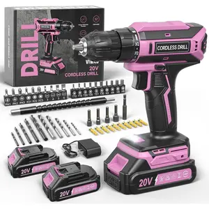 Cordless Drill Set, 20V Max PowerDrill for Women, Lightweight ElectricDrill with Dual Power Pack and Charger, 25 Position and 56 count Accessoires, Womens Drill Tools Kit for House