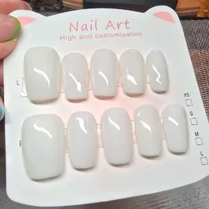 Hand Made Press On Nails - High Customization White Color Nail Art for XS S M L Sizes - Easy Application DIY Nail Designs  for Casual or Formal Occasions Tool included.