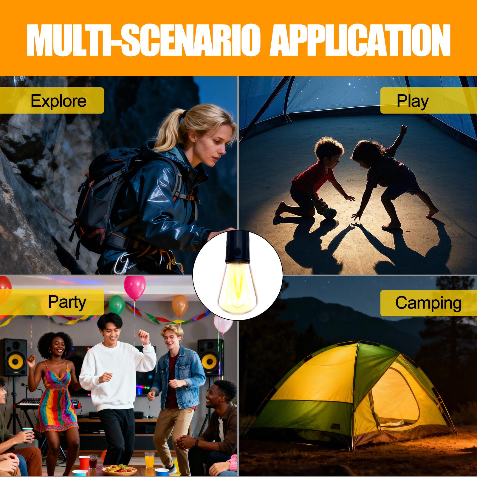 Never Be Left in the Dark | Solar + Type-C Powered | Waterproof LED Camping Lantern with Hook | 3 Brightness Modes for Hiking, Storms, Outages, Backpacking & Indoor/Outdoor Use