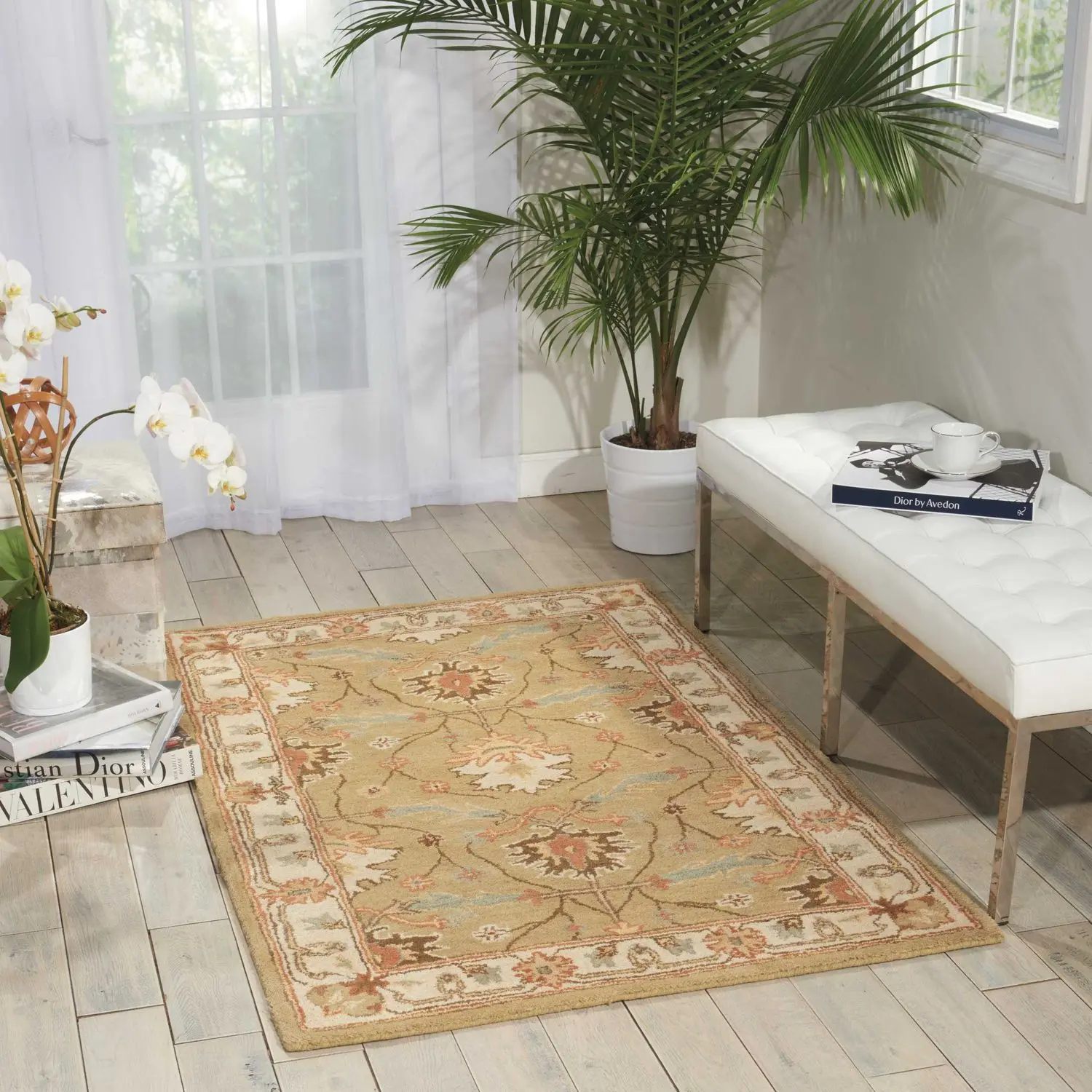 Nourison India House Sage Traditional Decorative Area Rug, 2'6"x4' Indoor Use Rug with Muted Tones, Expert Color Sense, Ivory Soft Home Decor, Azure & Peach Accents, Persian Motif