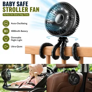 [ Auto-Oscillating | 15H Battery Life] GAIATOP Baby Stroller Fan with Mosquito Repellent, Flexible Octopus Clip-on Fan, Portable Cooling Fan for Travel Accessory, Car Seat & Nursery, Practical Family Gift