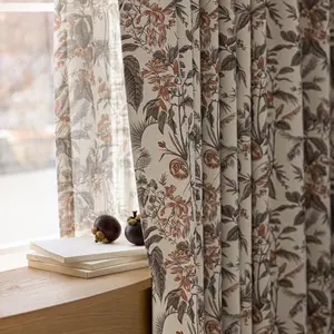 1pc Vintage Pomegranate Floral Chenille Blackout Privacy Grommet Curtains, Grommet Top, Easy Install Curtain, Heavy & Luxurious Fabric, Thermal Insulated, Matching Sheer Included, Ideal for Bedroom & Dining Room, Home Decoration Curtain, Window Curtain