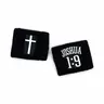 Christian Sweatband 2 Pack with Cross Design and "JOSHUA 1:9" Text Gym Accessories Wrist Accessories
