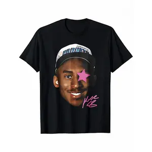 K0be B Vintage Basketball Graphic T-Shirt for Men 100% Cotton Crew Neck Streetwear Tee Retro Sports Print Casual Wear Comfortable Fit