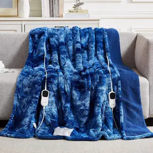 Electric Heated Blanket  Size - 84"x90" Heating Blanket  Size Dual Control 1/2/4/6/8 Hours Auto-Off 10 Heat Level Over-Heat Protection Luxury Faux  Sherpa ETL Certification