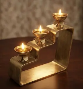 Tiered brass oil lamp holders in 3, 4, 5, and 7-step,