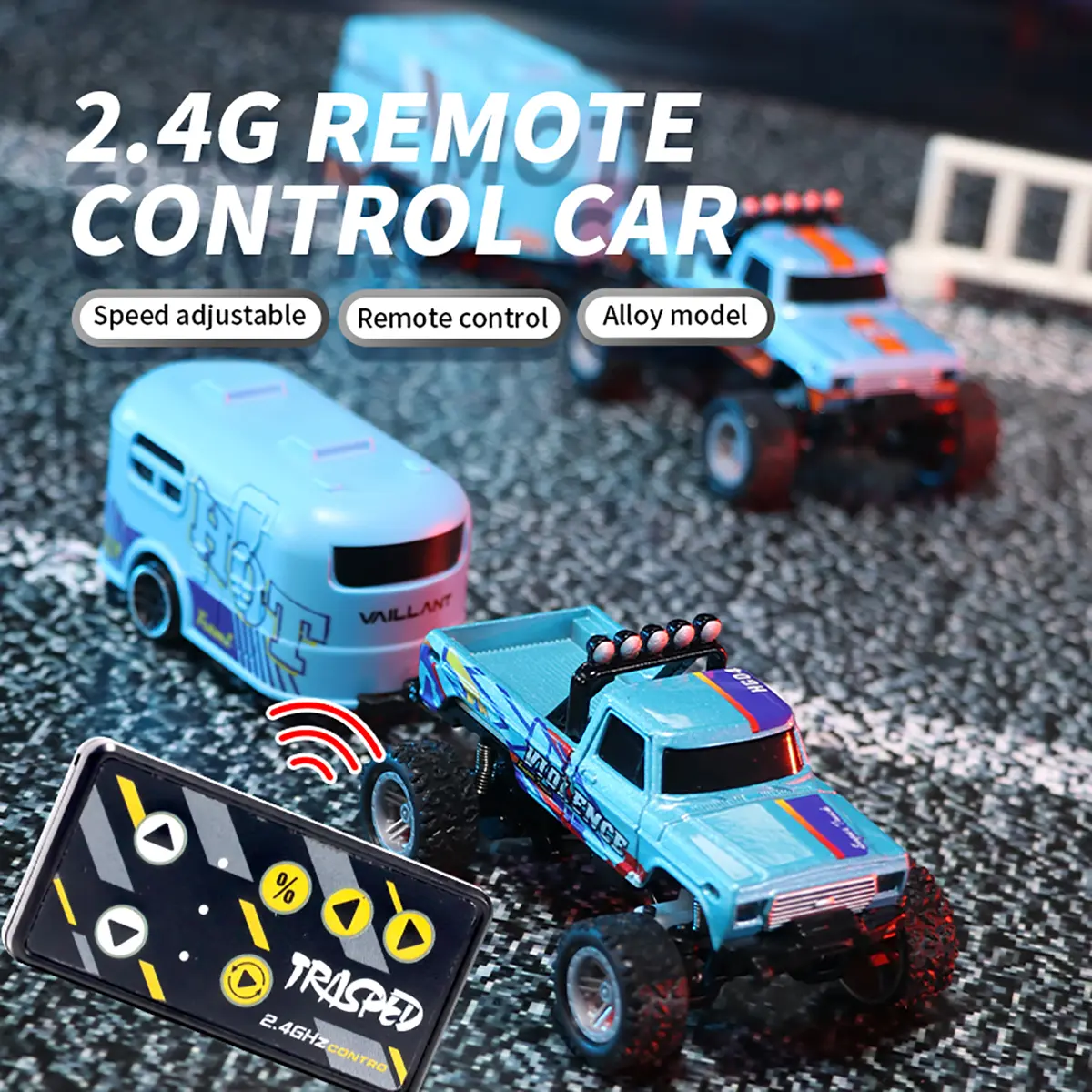 1: 64 Mini Off road Bigfoot, Cool Lights, Adjustable Speed, Buffer Chassis Constant Cruise, Traction Storage Cabin, 2.4G Remote Control Car Toy, Suitable for 6 Years+, Christmas Birthday Gift