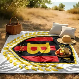 1 piece FK Vardar Football Club Emblem themed flannel blanket - Modern-style all-season flannel blanket, soft and comfortable, suitable for sofas and beds, digital print design, 100% polyester material, machine washable, ideal for home, office and