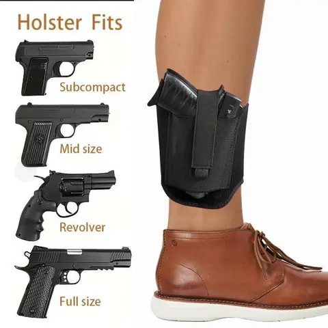 Concealed Carry Neoprene Ankle Holster for Adults - Heavy-Duty, Quick-Draw, Covert, One Size Fits All, Sturdy, Non-Slip Rubber Fabric, Left/Right Hand Compatible, Full Size Sports & Outdoor Accessory