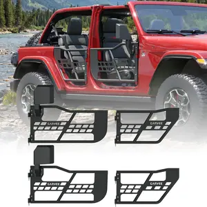 Front and Rear Tubular Off-Road Door Kit with Rearview Mirror, for 2007-2018 Jeeps, Wrangler, JK Four-Door Version Round Tube Door Kit, Suitable for Off-Road Adventure