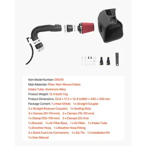 VEVOR Cold Air Intake, 3.9 Inch Cold Air Intake System+ Heat Shield Compatible with 2019-2025 Chevy Silverado/GMC Sierra, 2021-2025 Cadillac Escalade 6.2L, High Flow Filter Kit Improved Horsepower