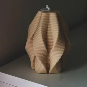 Cokab LLC Ribbed Aesthetic Swirl Candle - Shaped Candle - Sculptural Candle - House warming Gift - Home Decor