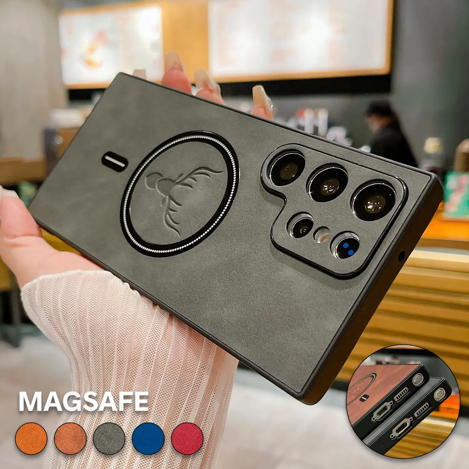 Fogepix For Samsung Galaxy S25 Ultra S25Plus S24 S23 S21FE Leather Magnetic Case - Premium Shockproof Protection, Slim Business Design, MagSafe Compatible Cover for S25/S24/S23/Note20/S22+