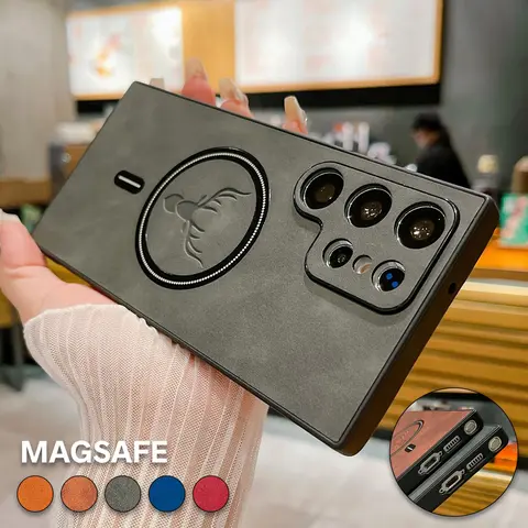 Fogepix For Samsung Galaxy S25 Ultra S25Plus S24 S23 S21FE Leather Magnetic Case - Premium Shockproof Protection, Slim Business Design, MagSafe Compatible Cover for S25/S24/S23/Note20/S22+