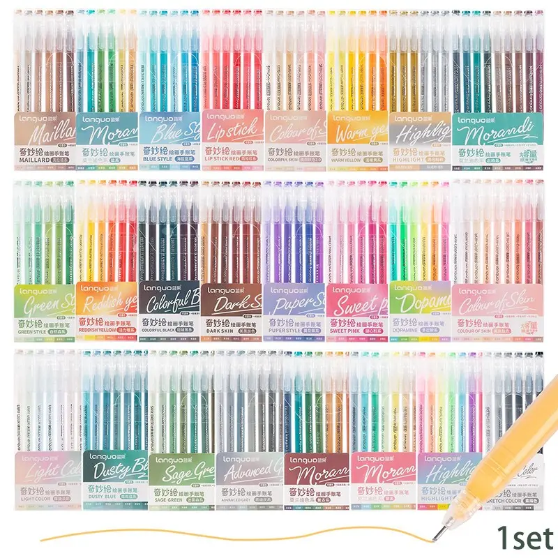 Colored Gel Pen Set, 1 Set Retro Colored Graffiti Pen, Stackable Colorful Ink Pen, Writing Pen for Office & School & Home, Junk Journaling Supplies, Craft