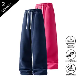 2-Pack Men’s Ultra Soft Casual Sweatpants, Breathable Pants with Elastic Waist and Drawstring