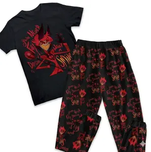 Hazbin Hotel Pajamas Set Personalized Family Matching Sleepwear Cotton-like Fabric 3D T-Shirt & Cotton-blend Sweatpants