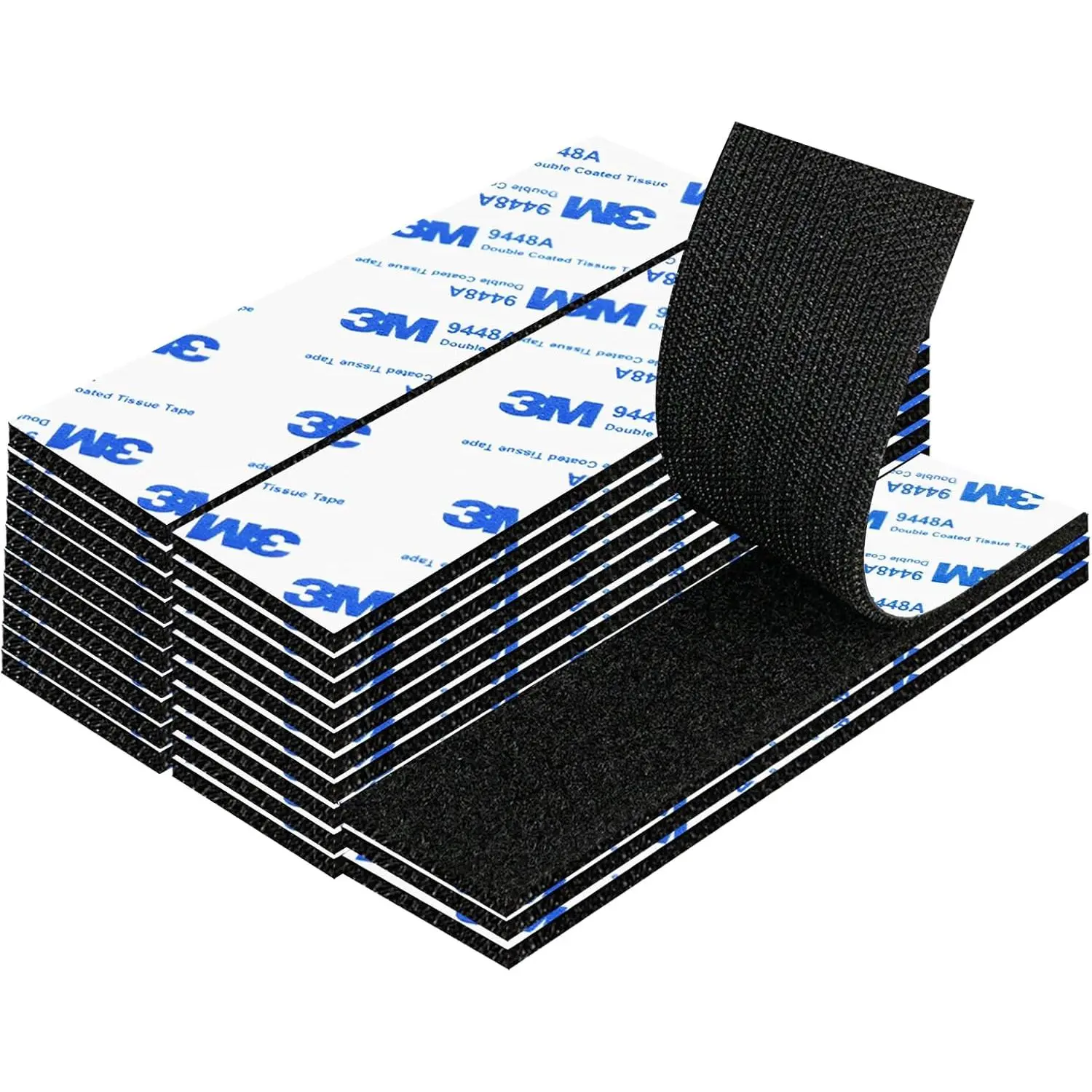 22 Pairs Heavy Duty Adhesive Hook and Loop Strips, 2x5IN with Double Sided Adhesive, Black  Sticky  Fastener, Picture  Wall Mounting Tape Adhesive  Strips for  Office.