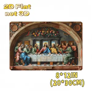 The Last Supper Christian Wall Art 12x8inch Matte Metal Print Tin Plaque Religious Home Decor for Dining Room Gift for History Lovers Unframe-style Full-Color Print Easy to Clean metal wall sign Vintage Metal Tin Sign home decor plaque funny bar sign