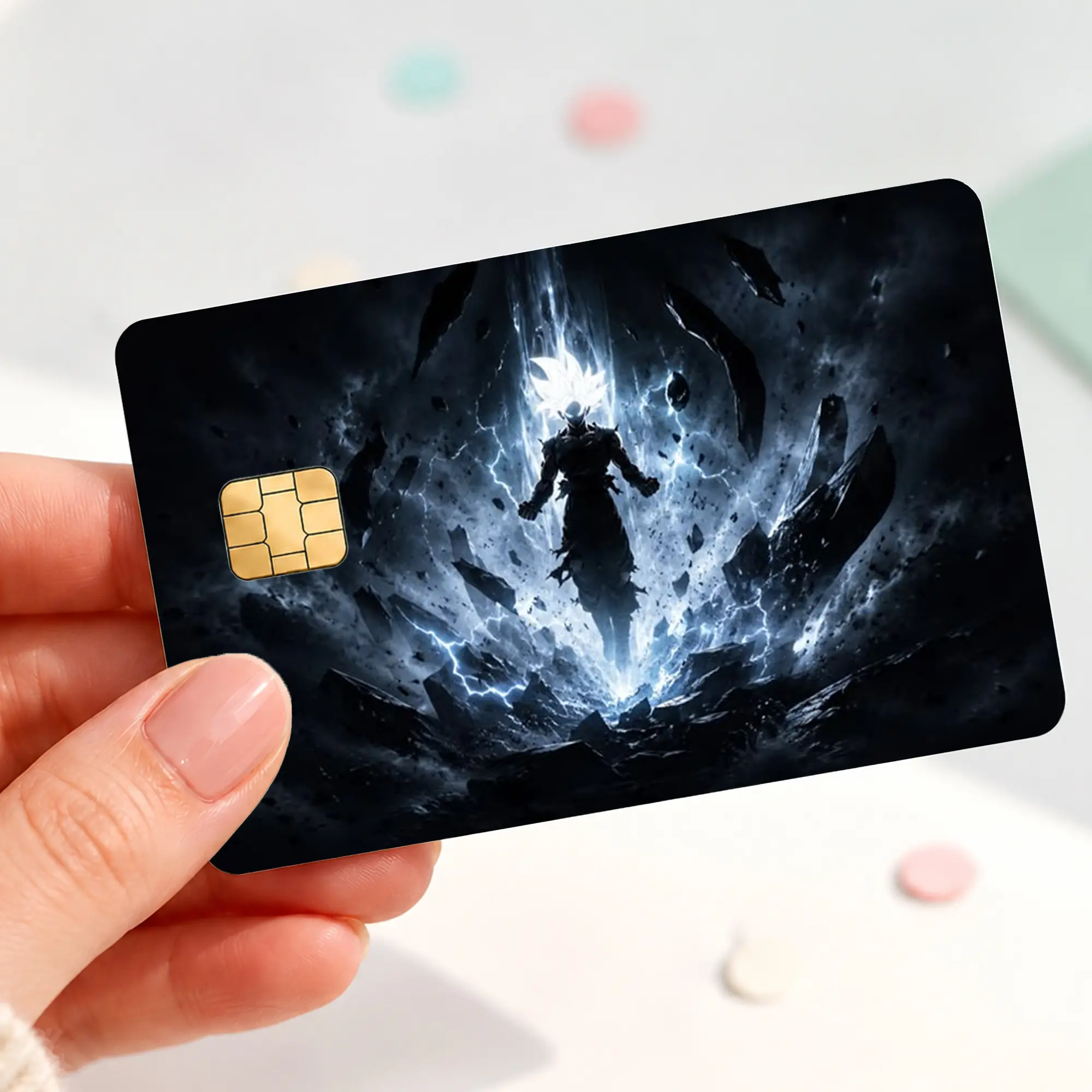 Dark Anime White Hair Warrior Credit Card Skin