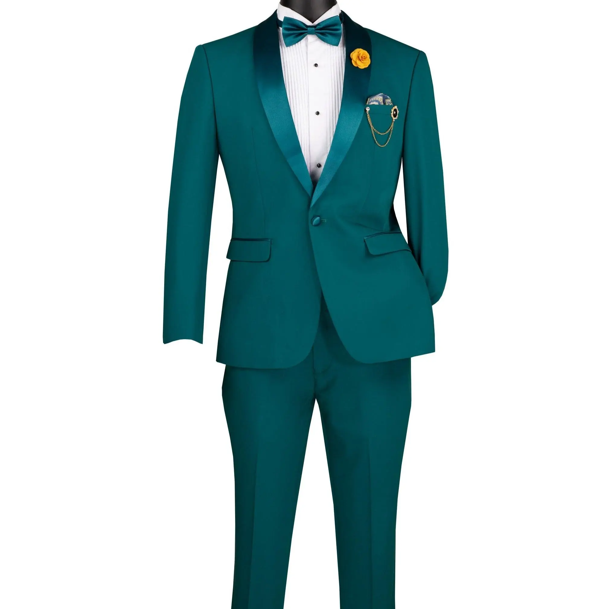Men’s 2-Piece Stretch Slim Fit Shawl Lapel Tuxedo - Teal