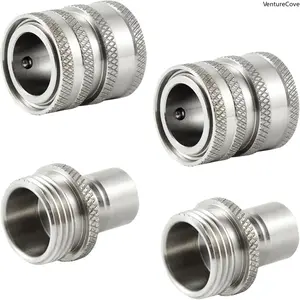 4 or 8PCS Garden Hose Quick Connect, Stainless Steel 3/4” GHT Water Hose Fittings with Quick Release Adapter