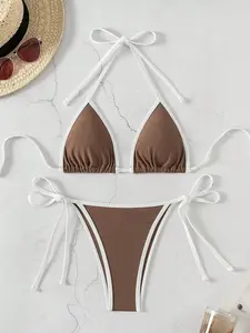 Exclusive Graphic Print Bikini Set - Trendy Y2K Aesthetic 2-Piece Swimsuit - Streetwear Style Triangle Bathing Suit for Summer Rave & Beach Parties