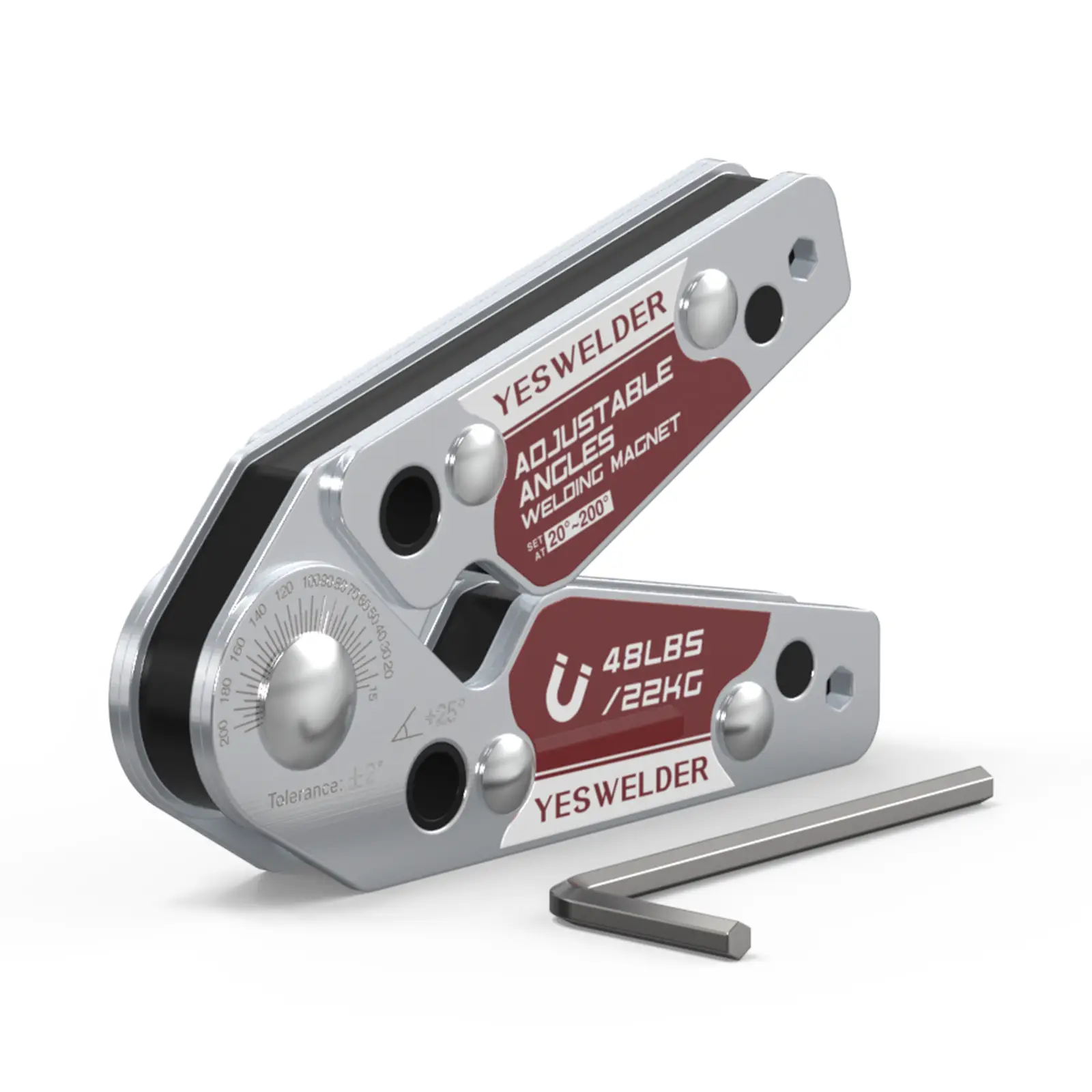 YESWELDER Adjustable Welding Magnet with Angle Scale 20-200° | 48LBs Holding Power Magnetic Welding Positioner for Soldering, Metal Fabrication, and P