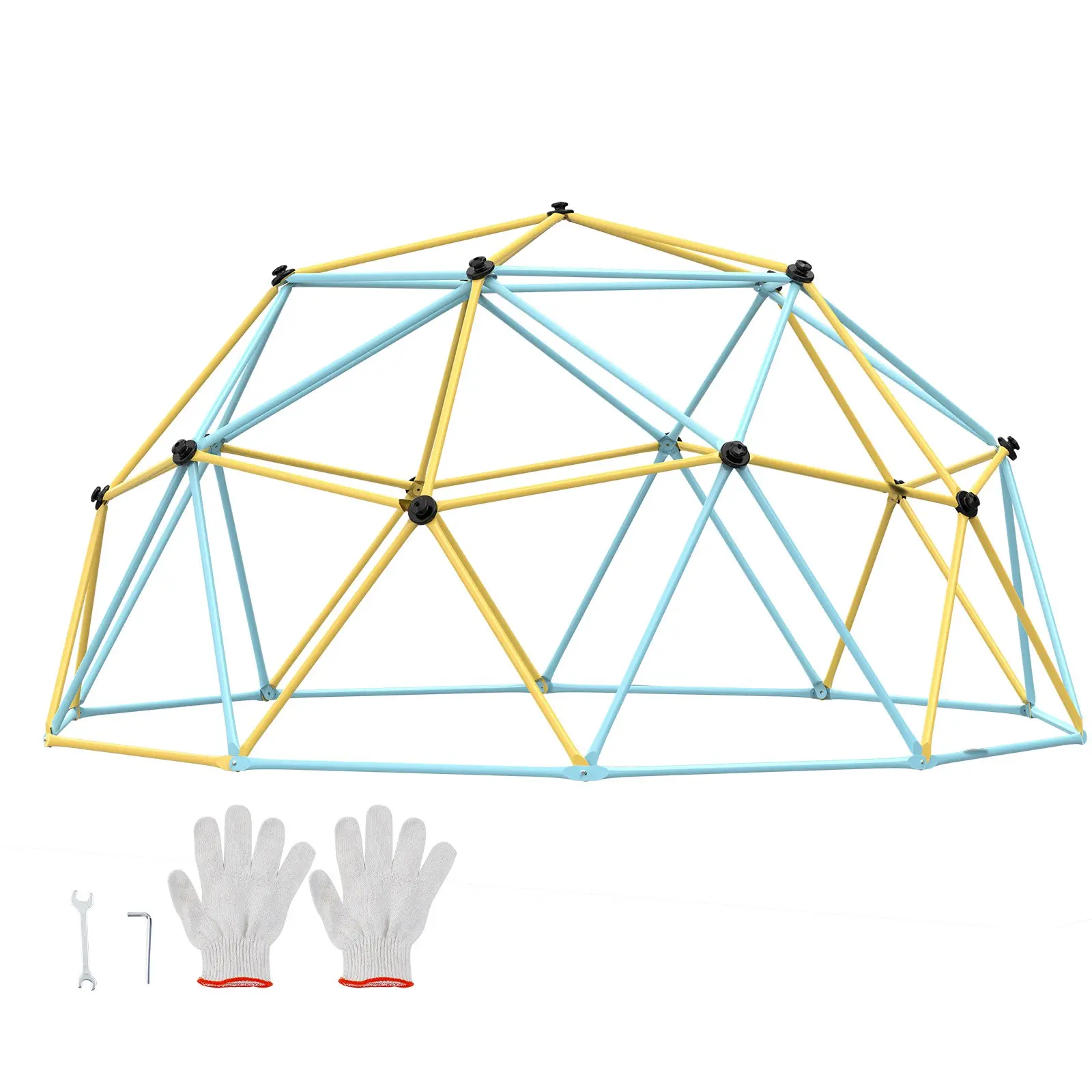 VEVOR Galvanized Steel Climbing Dome, 12FT Geometric Jungle Gym (144x144x71.7in/366x366x182cm) for 4-5 Kids 3-10Y, 750LBS Capacity, Easy Assembly, Climbing Grip, Outdoor Backyard Playgrounds Equipment, 3-10 Years Old, Safety Certified