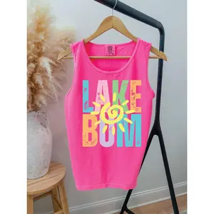 Lake Bum Neon Pink Comfort Color Unisex Graphic Tank Top