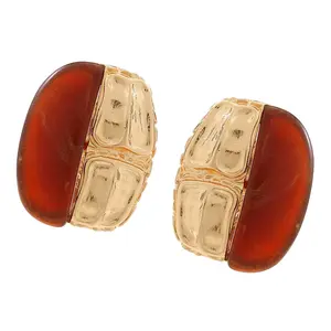 Modern Amber Resin Earrings for Women Exaggerated Retro Styles Jewelry
