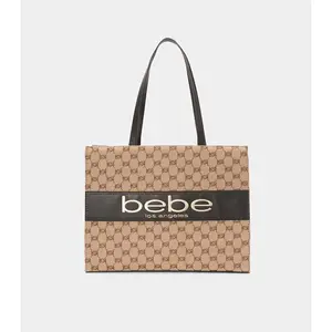 BEBE SERENA LG JAQUARD TOTE (BLACK)
