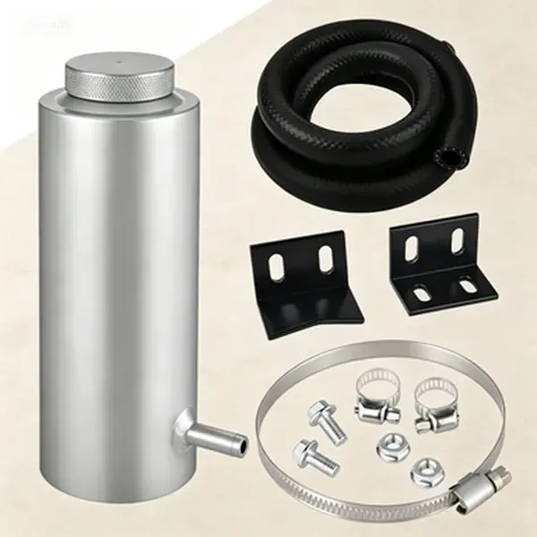 Universal Radiator Coolant Tank 800ml, Leak-Proof Aluminum Overflow Bottle, Silver Coolant Reservoir for Universal Fit, Radiator Coolant Overflow Container, Durable Engine Coolant Recovery Tank