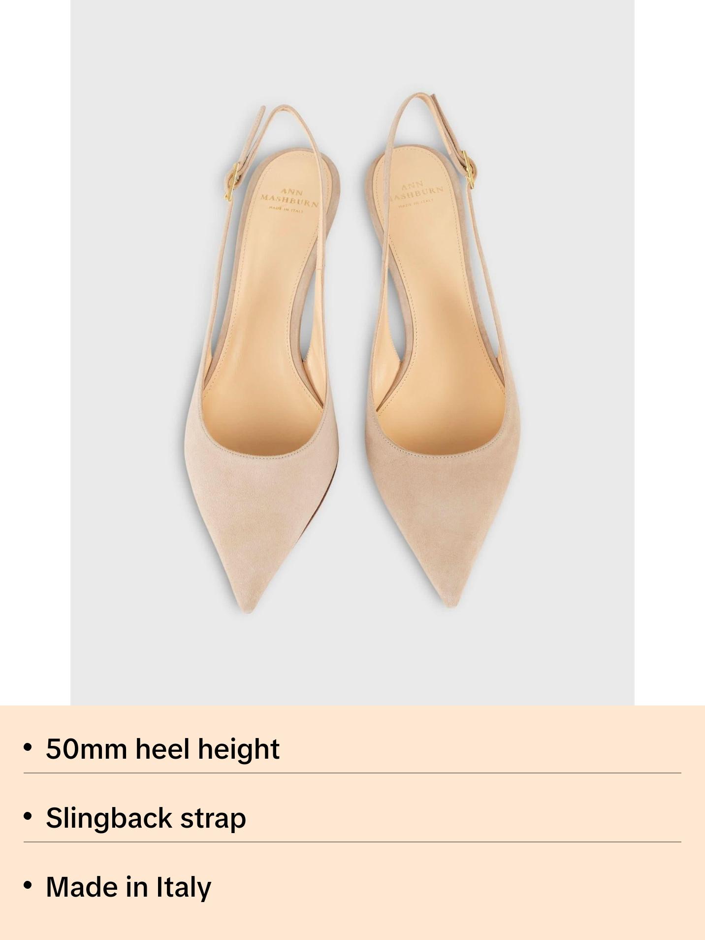 Ann Mashburn Kitten Heel Slingback Pebble Suede