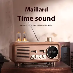 Retro Bluetooth Speaker with Clock Function, Vintage Radio Design, Heavy Bass, Bluetooth 5.1, TF Card Supported, Portable Wireless Speaker, Ideal for Home, Outdoor & Office, Nice Gift for All Ages and Elders