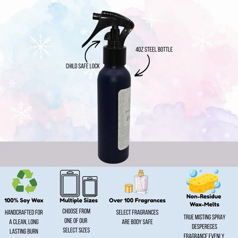 Luxury Steel Room Mister -Linen Spray- Non-Aerosol - 4oz Aroma Fragrance Freshener Freshener Scented Perfume Oil