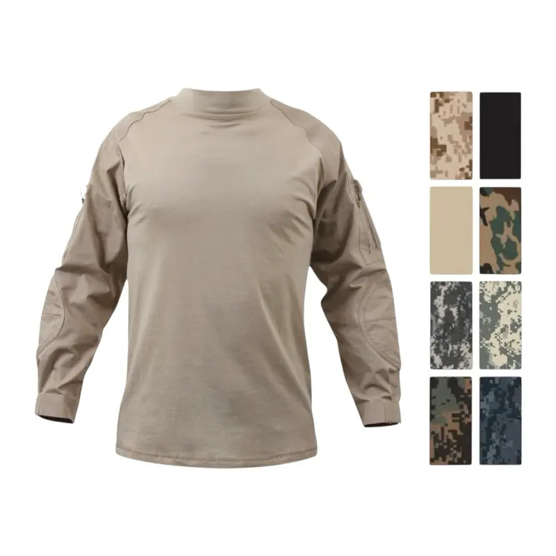 ROTHCO Men's Fire Retardant Military Combat Shirt - Moisture-Wicking NYCO Cotton Blend Tactical Top with Anti Abrasion Padded Elbow Patches, Gusseted Sleeves