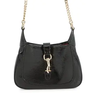 Pre-owned Patent Leather Travel Bags Gucci Jackie 1961 Chain Hobo Patent Mini by Rebag