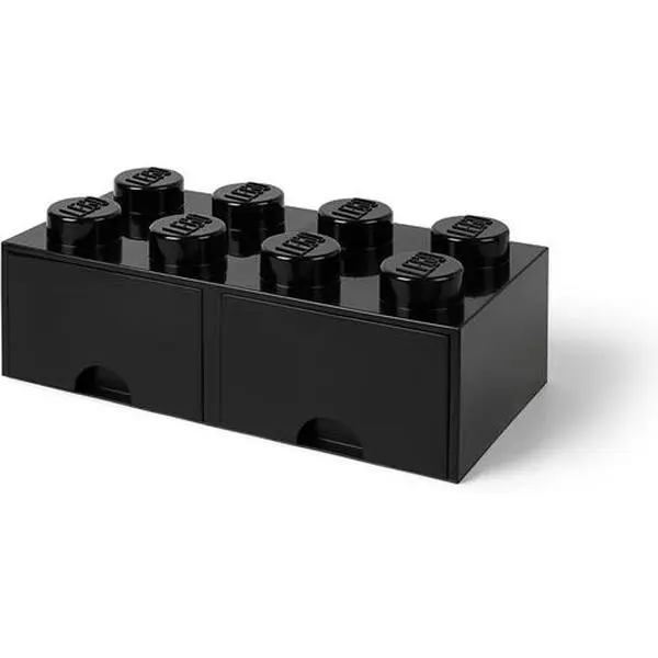 LEGO Stackable Storage Brick with 2 Drawers and 8 Knobs, Black  [COLLECTIBLES] Black, Brick