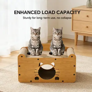 Sofa Beard Cat Head Cat Scratch Board House 2-in-1 Enhanced Load Capacity Sturdy for Long Term Use No Collapse